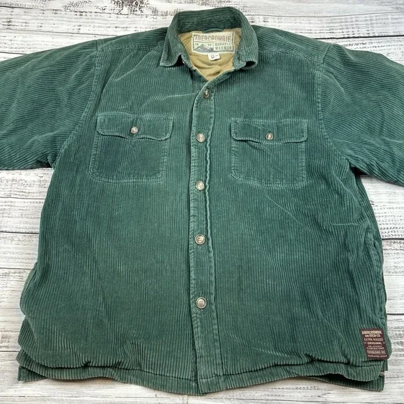 VTG Abercrombie & Fitch Co. Corduroy Long Sleeve Shirt Shacket Sz M Extra Rugged - Picture 2 of 9